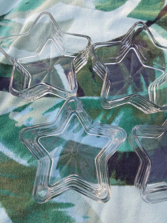 glassware Handbags - NEW THICK HEAVY GLASS STAR DISHES SET OF 5 BEAUTIFUL